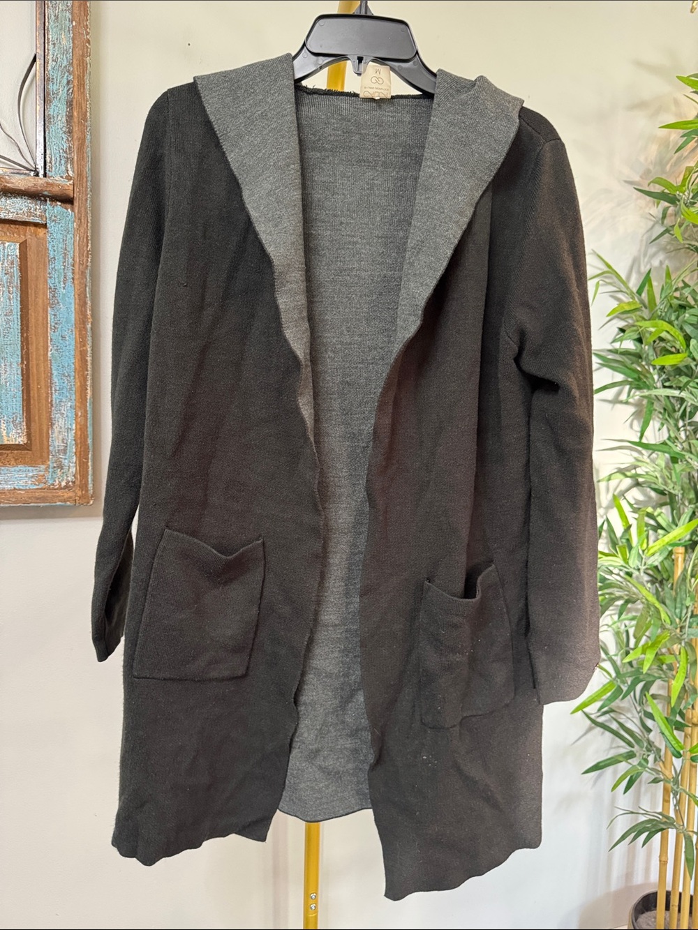 CALIA by Carrie Underwood Black & Gray Open-Front Hooded Cardigan